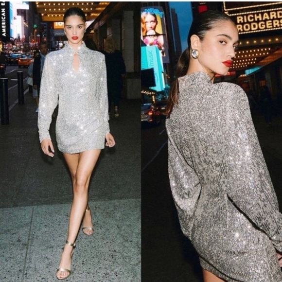 Ronny Kobo Collection Dresses & Skirts - RONNY KOBO Lauper Silver Sequin mini Dress - Size XS
